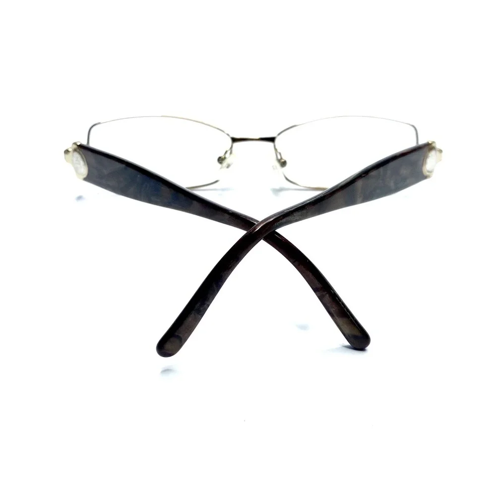 Versace Gold Brown Rectangular Medusa Eyeglasses Italy MOD 1139 2053 52 16 135